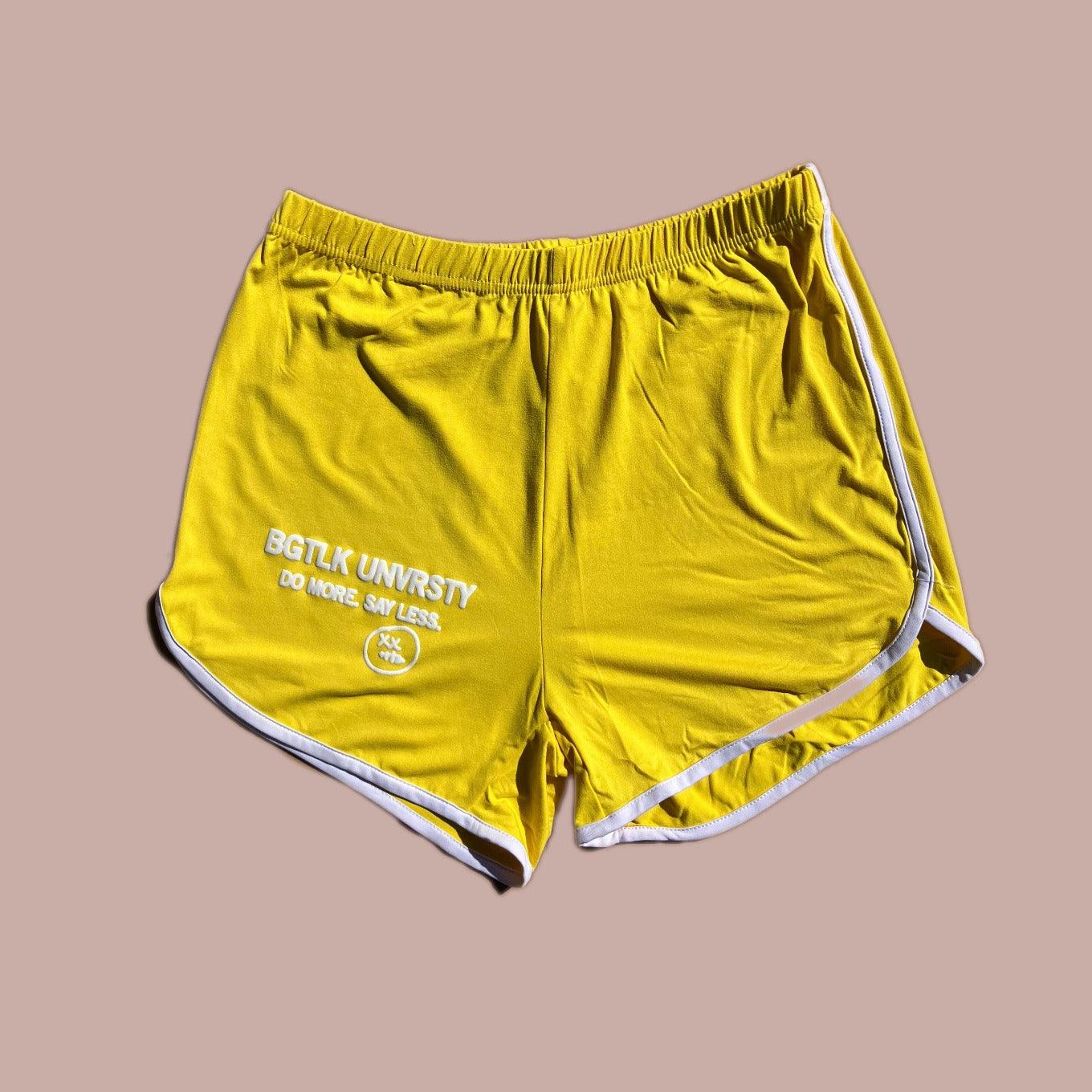 "Do More Say Less" Women's Lounge Shorts - Yellow - Bag Talk University