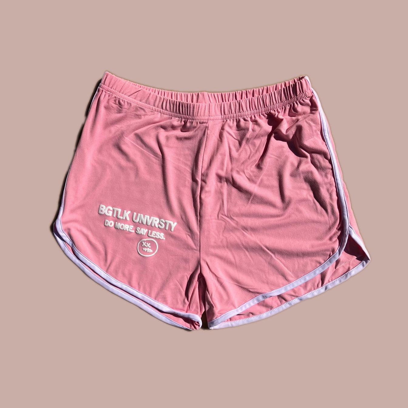 "Do More Say Less" Women's Lounge Shorts - Pink - Bag Talk University