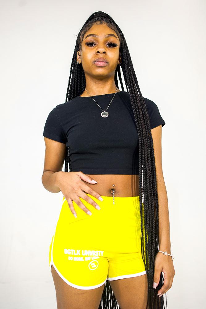 "Do More Say Less" Women's Lounge Shorts - Yellow - Bag Talk University