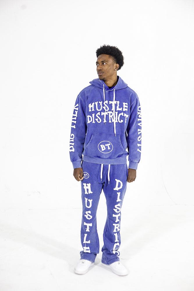 “Hustle District” Washed Flares - Blue - Bag Talk University
