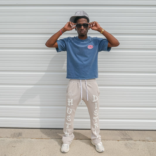 “Hustle District” Flared Pants - Beige Grey