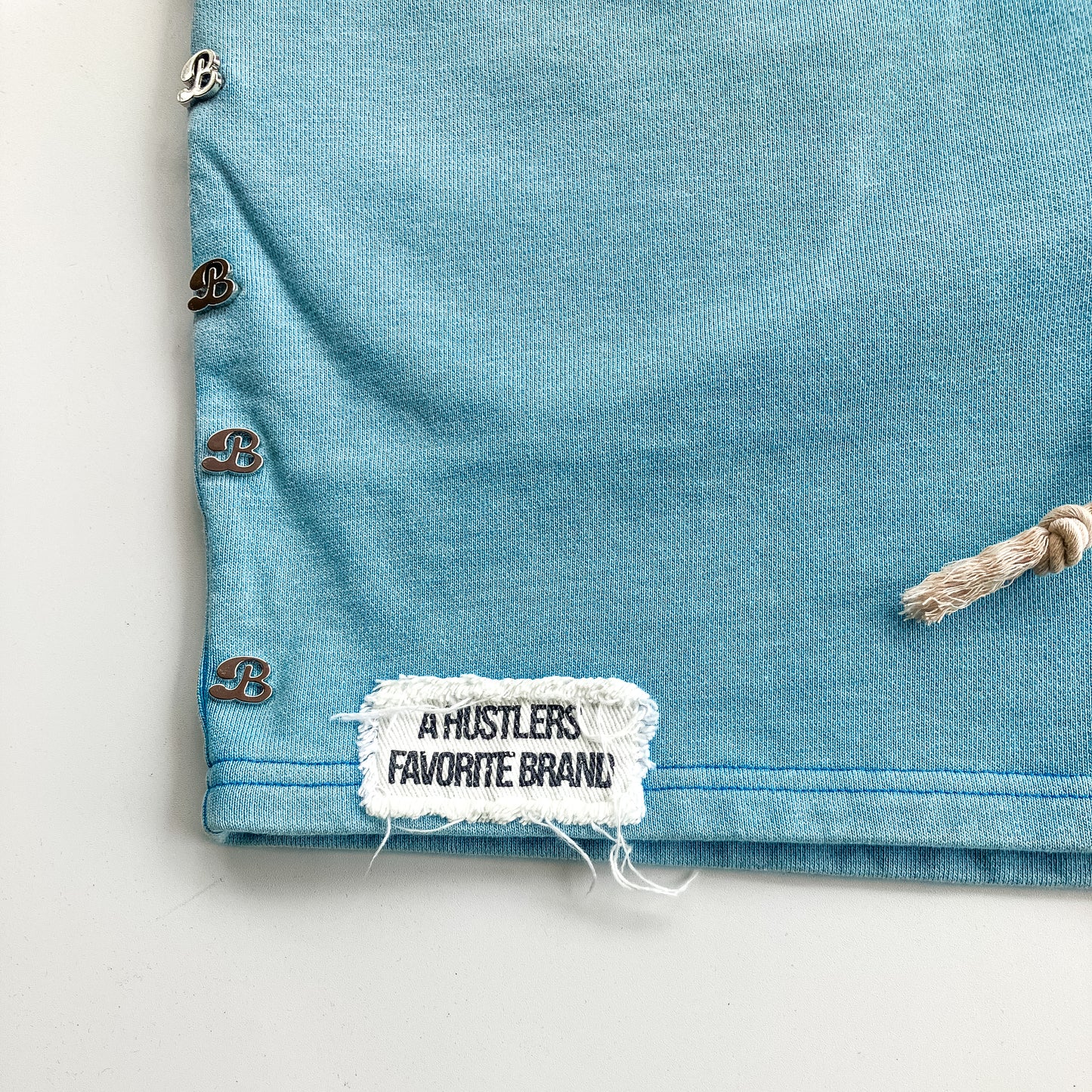 “For The Hustlers” Vintage Wash Shorts - Baby Blue